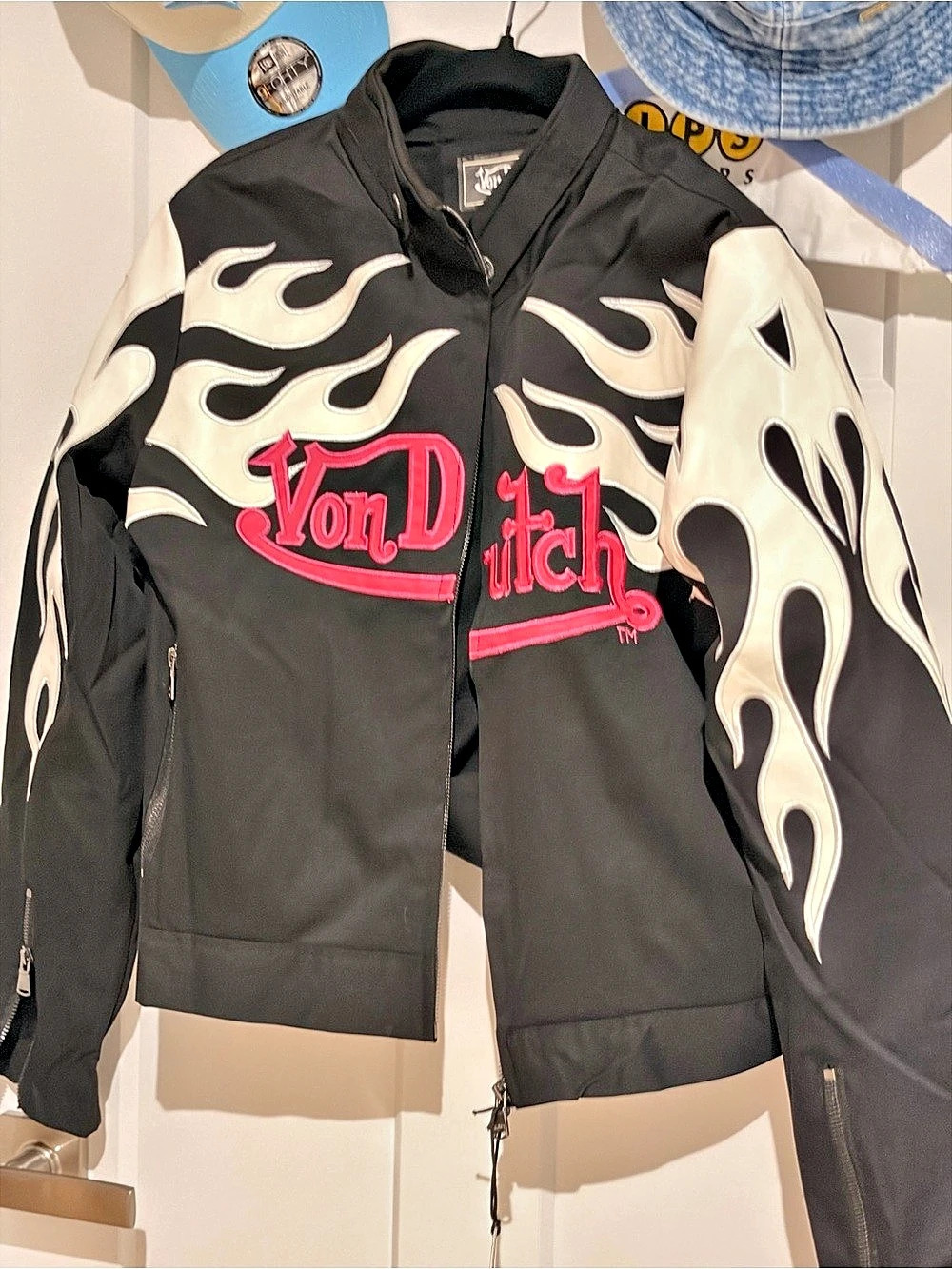 Von Dutch Flames Moto Jacket Black & White XL juniors